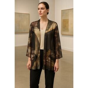 Bryn Walker Sheer Watercolor Art Print Kimono Jacket – Made in USA – Size S